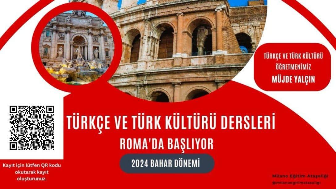 Türkçe ve Türk Kültürü Dersleri Roma'da Başlıyor-Ön Başvuru